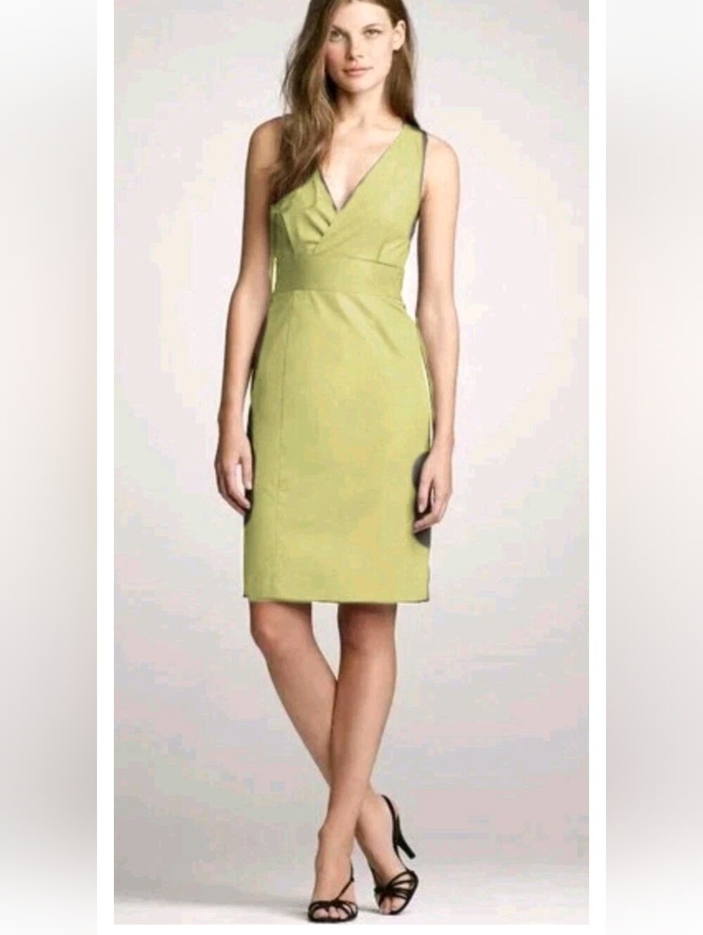 J. Crew Chartreuse Silk Dress Green Cocktail Wedding Guest A Line Halter Lined 4